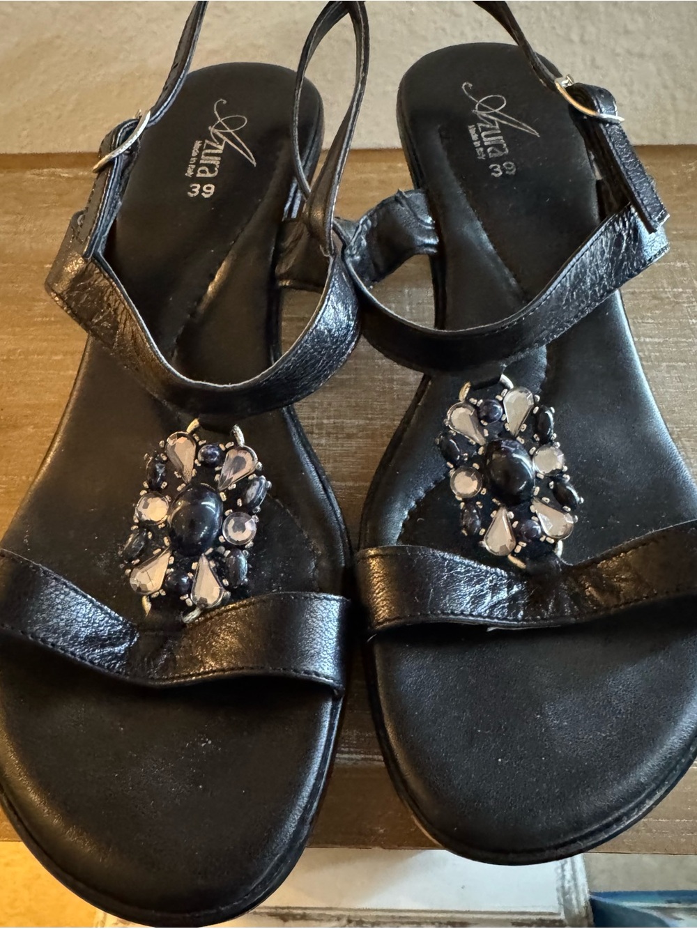 Azura Black Broach Sandals
